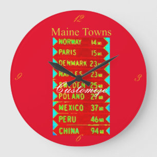 Maine Towns Sign Thunder_Cove Classic Large Clock