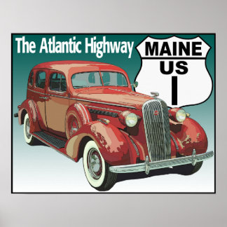 Maine US Route 1 - The Atlantic Highway Poster