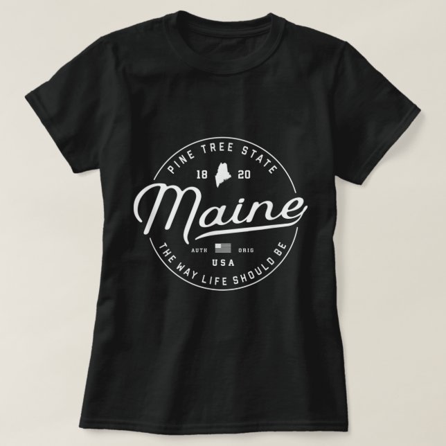 Maine , US State Travel Vacation Shirts ME USA Tee (Design Front)