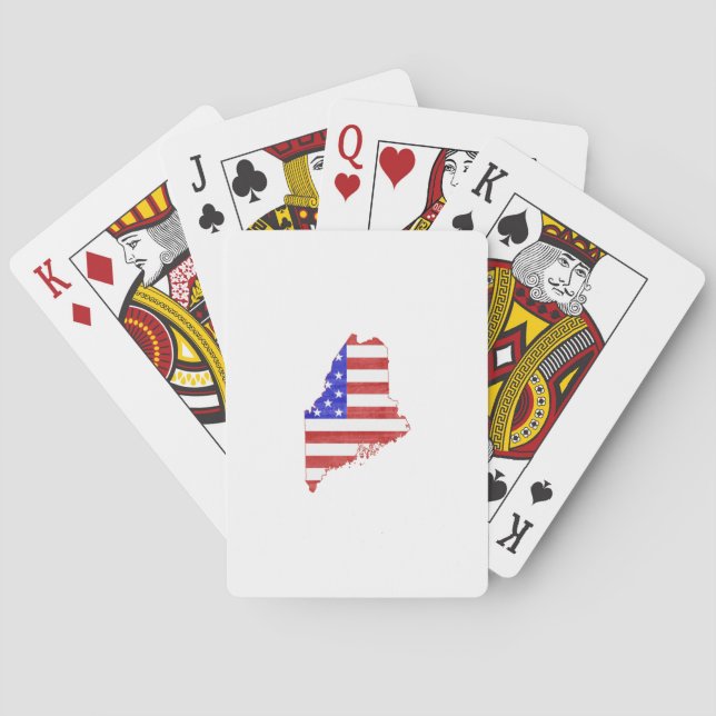 Maine USA flag silhouette state map Playing Cards (Back)
