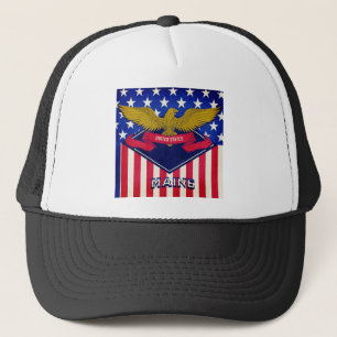Maine USA Flag Trucker Hat