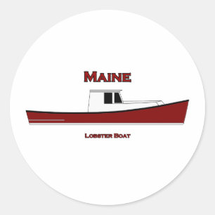 Maine USA Lobster Boat Logo Classic Round Sticker