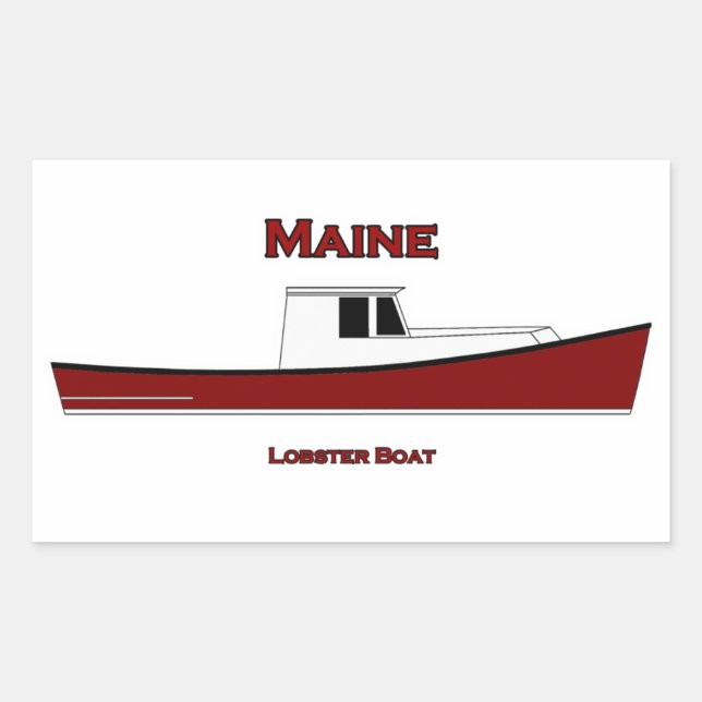 Maine USA Lobster Boat Logo Rectangular Sticker (Front)