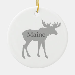 Maine USA Logo (moose) Ceramic Tree Decoration