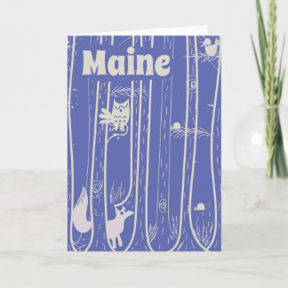 Maine USA woodland vintage travel poster Holiday Card