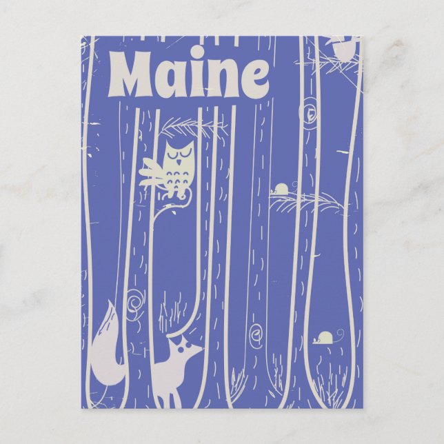Maine USA woodland vintage travel poster Postcard (Front)