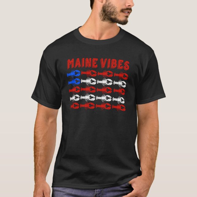 Maine Vibes Patriotic Lobster Flag Souvenir T-Shirt (Front)
