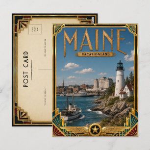 Maine Vintage Art Deco Golden Age Postcard