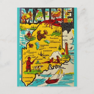 Maine Vintage Decal Postcard