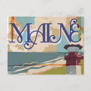 Maine Vintage Travel Poster Postcard