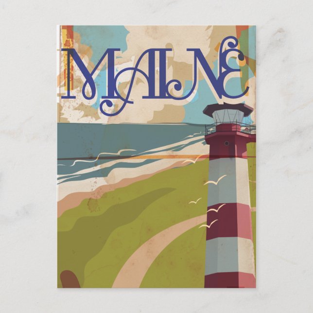 Maine Vintage Travel Poster Postcard (Front)