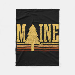 Maine Vintage Tree State Pride Camping Hiking Main Fleece Blanket