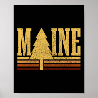 Maine Vintage Tree State Pride Camping Hiking Main Poster