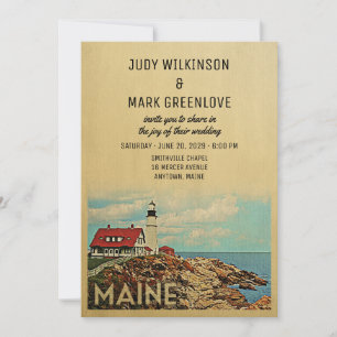 Maine Wedding Invitation Vintage Mid-Century