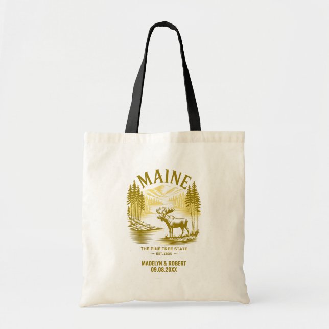 Maine Wedding Welcome Bag, Destination Wedding Tote Bag (Front)