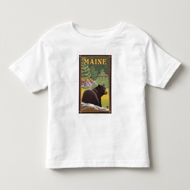 MaineBlack Bear in Forest Toddler T-Shirt (Front)