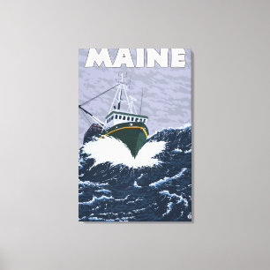 MaineCrab Fishing Boat Scene Canvas Print