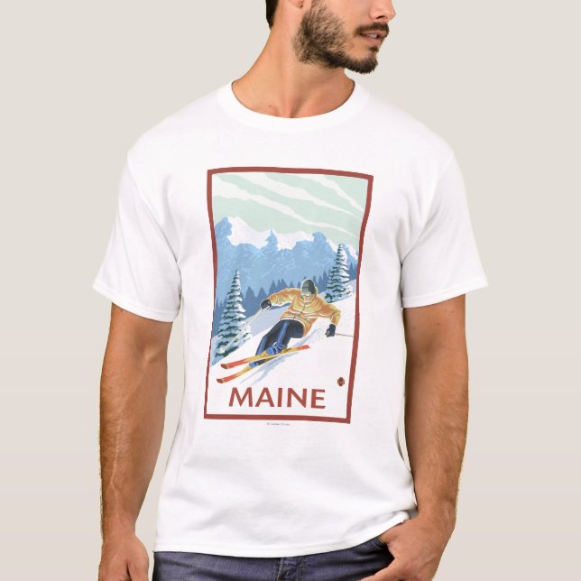 MaineDownhill Skier Scene T-Shirt (Front)