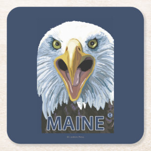 MaineEagle Up Close Square Paper Coaster