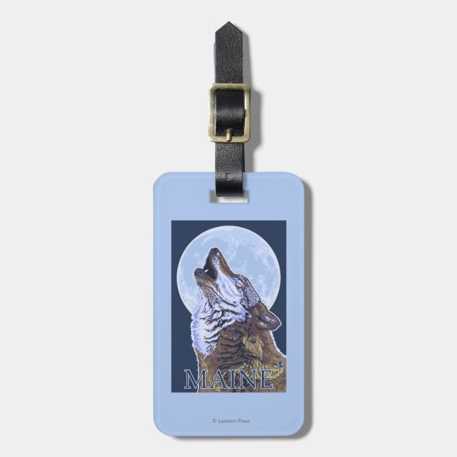 MaineHowling Wolf Luggage Tag (Front Vertical)