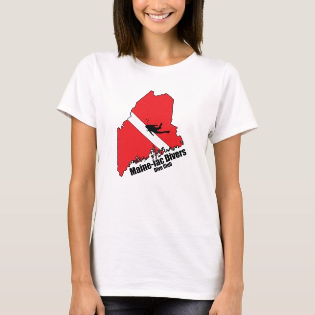 Maineiac Divers Silhouette Design womens basic Tee (Front)