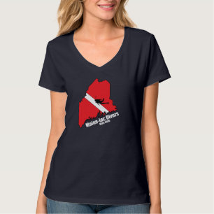 Maineiac Divers Silhouette Logo Womens Dark V Neck T-Shirt