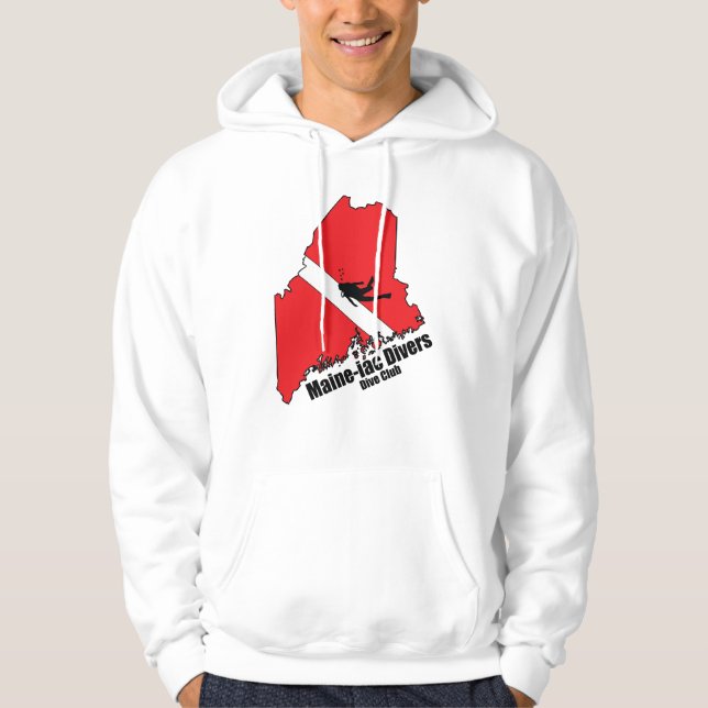 Maineiac Divers Silhouette white hooded sweatshirt (Front)