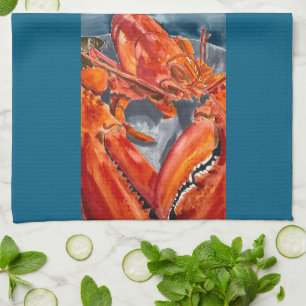 Mainely Nautical: Coastal Red Lobster Tea Towel