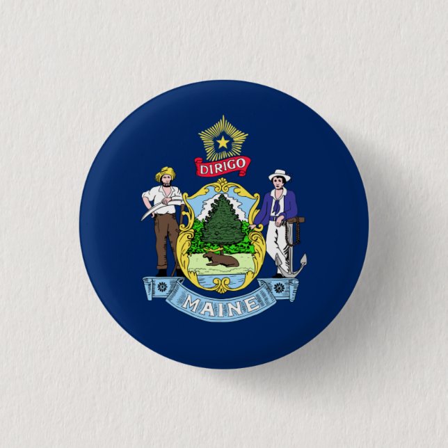 Mainer Flag, Flag of Maine 3 Cm Round Badge (Front)