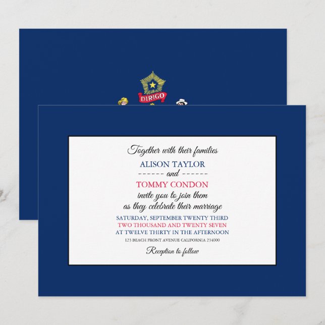 Mainer Flag, Flag of Maine Wedding Invitation (Front/Back)
