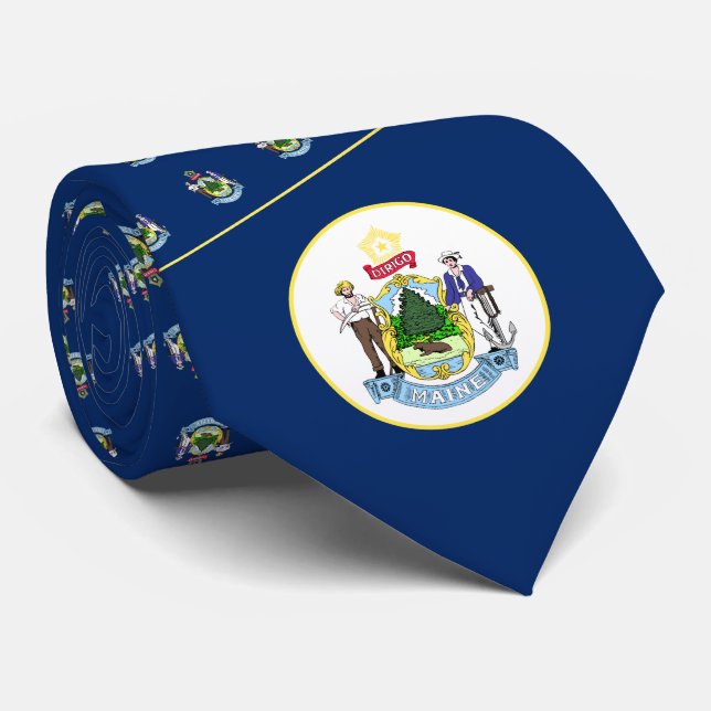Mainer Flag & Seal, Flag of Maine Tie (Rolled)
