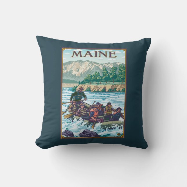 MaineRiver Rafting Scene Cushion (Front)