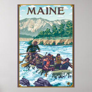 MaineRiver Rafting Scene Poster