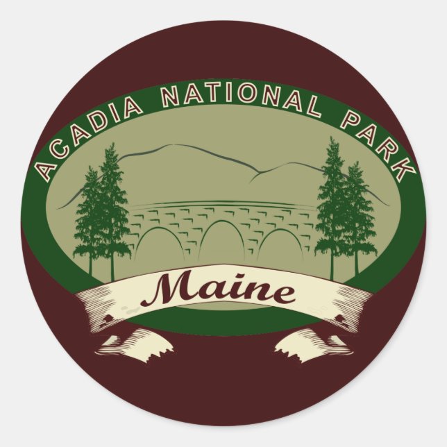Maine's Acadia National Park Classic Round Sticker (Front)
