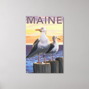 MaineSea Gulls Scene Canvas Print