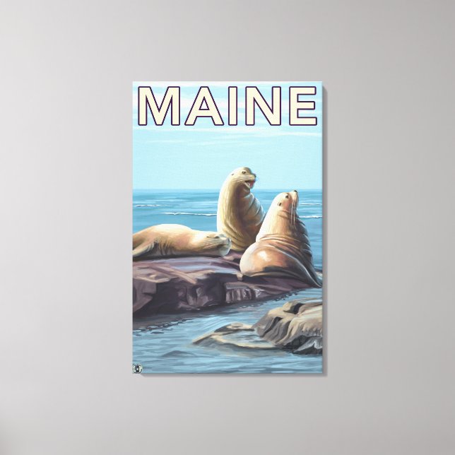 MaineSea Lions Scene Canvas Print (Front)