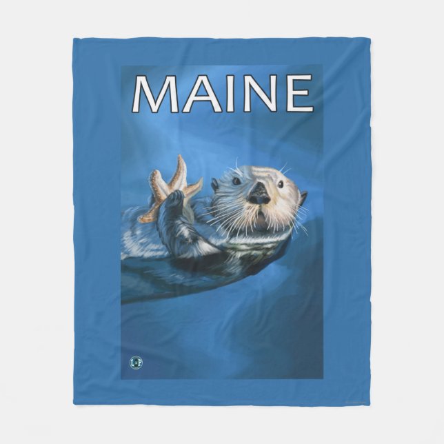 MaineSea Otter Scene Fleece Blanket (Front)