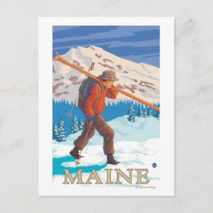 MaineSkier Carrying Skis Postcard