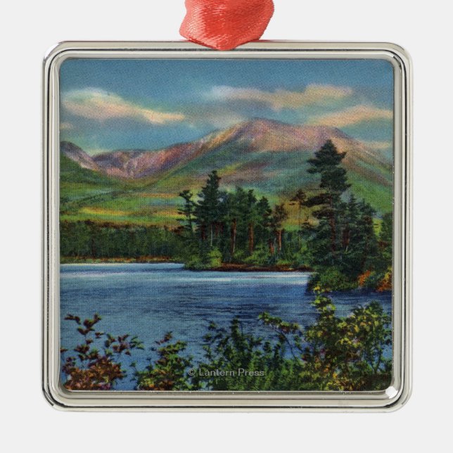 MaineView of Mount Katahdin and Daicey Pond Metal Tree Decoration (Front)