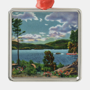 MaineView of Squaw Mountain and Moosehead Lake Metal Tree Decoration