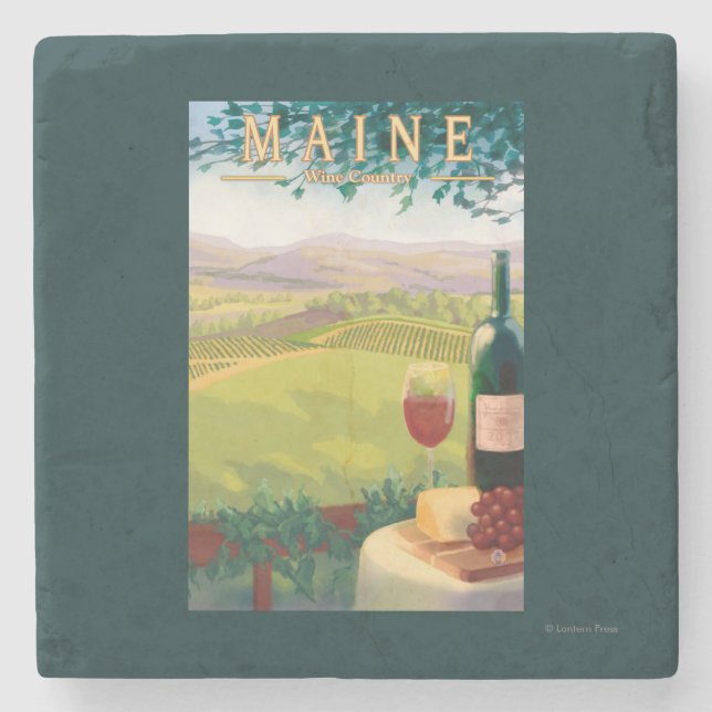 MaineWine Country Scene Stone Coaster (Front)