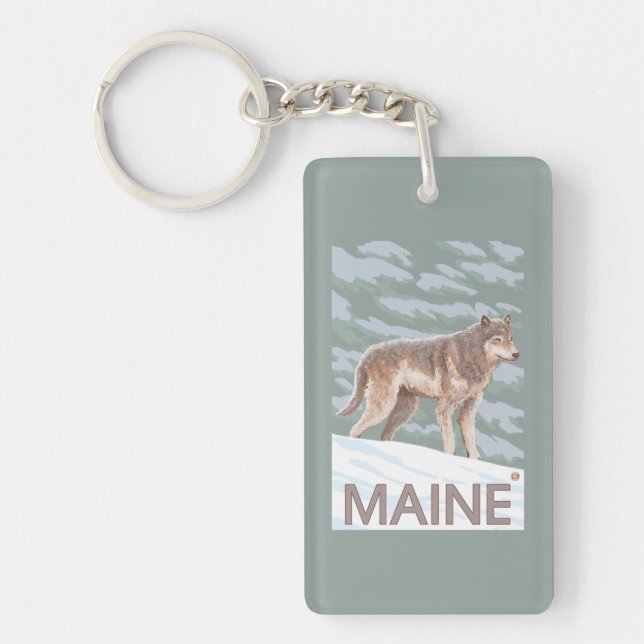 MaineWolf Scene Key Ring (Front)