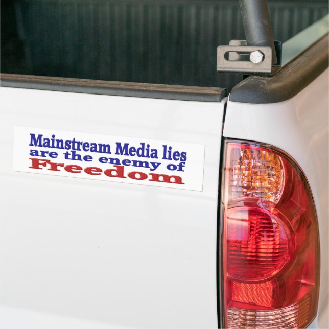 Mainstream Media Lies red blue text Bumper Sticker (On Truck)