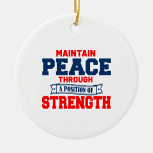 Maintain peace through a position strength  cerami ceramic tree decoration