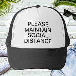 Maintain Social Distance Custom Text Baseball Trucker Hat<br><div class="desc">Add a text and easily create your personalised baseball hat. Click CUSTOMIZE to change the background colour or text colour. You can TRANSFER this DESIGN on other Zazzle products and adjust it to fit most of the Zazzle items. You can also click the CUSTOMIZE button to add, delete or change...</div>