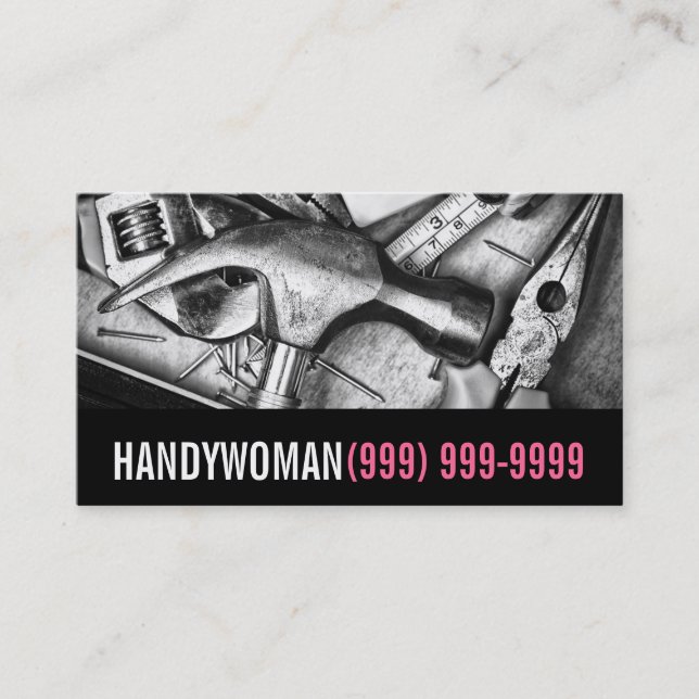 Maintenance, Construction, Handywoma Business Card (Front)