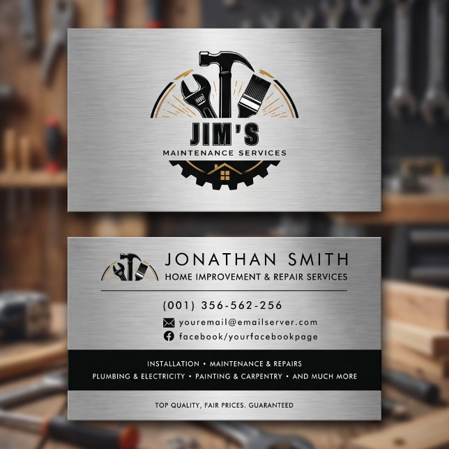 Maintenance Industrial Silver Tools Custom Business Card (Maintenance Industrial Silver Tools Custom Business Card)