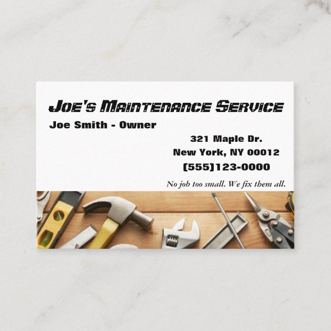Maintenance Repair Handyman Service Business Card (Front)