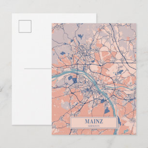 Mainz Germany Breezy City Map Travel Postcard