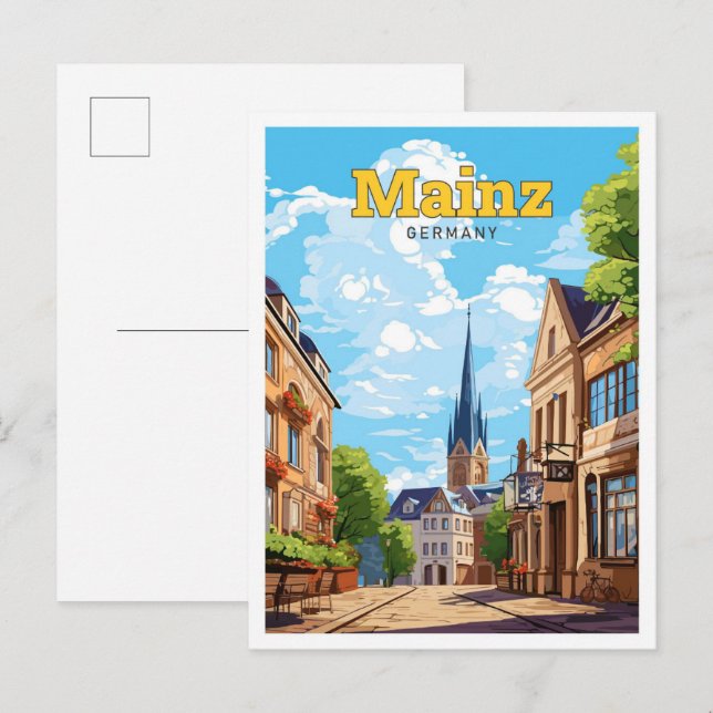 Mainz Germany Travel Vintage Illustration Postcard (Front/Back)